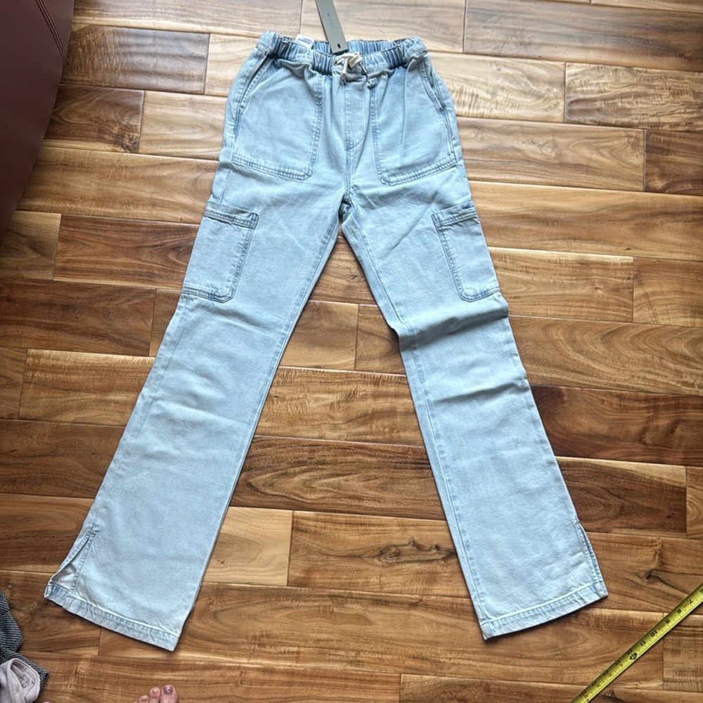 NWT Hudson’s Drawstring Waist Cargo Light Blue Denim